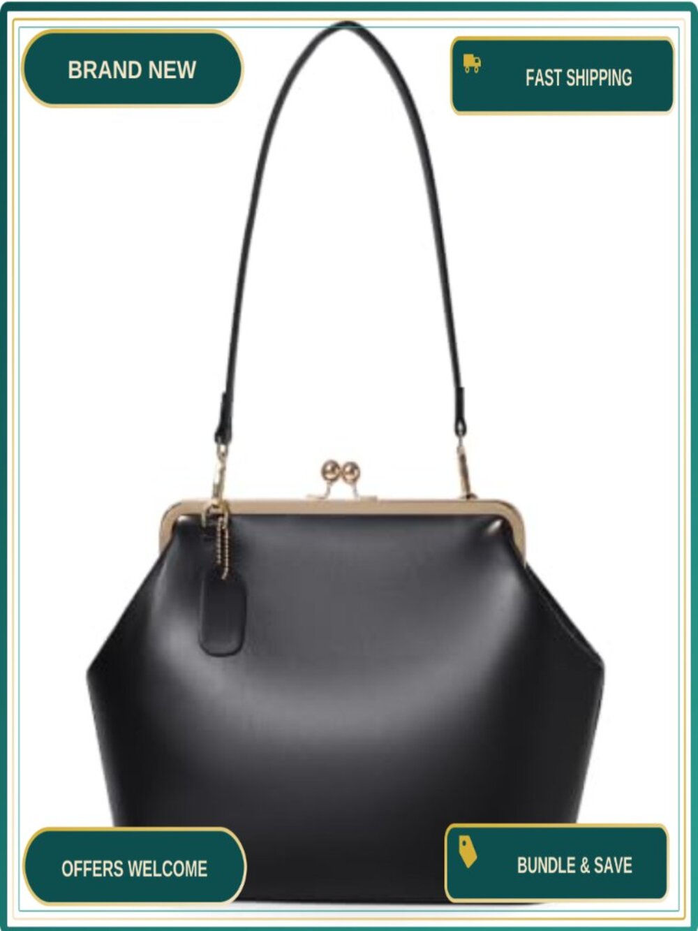 PU Leather Kiss Lock Crossbody Bag Slouchy Hobo Shoulder Handbag